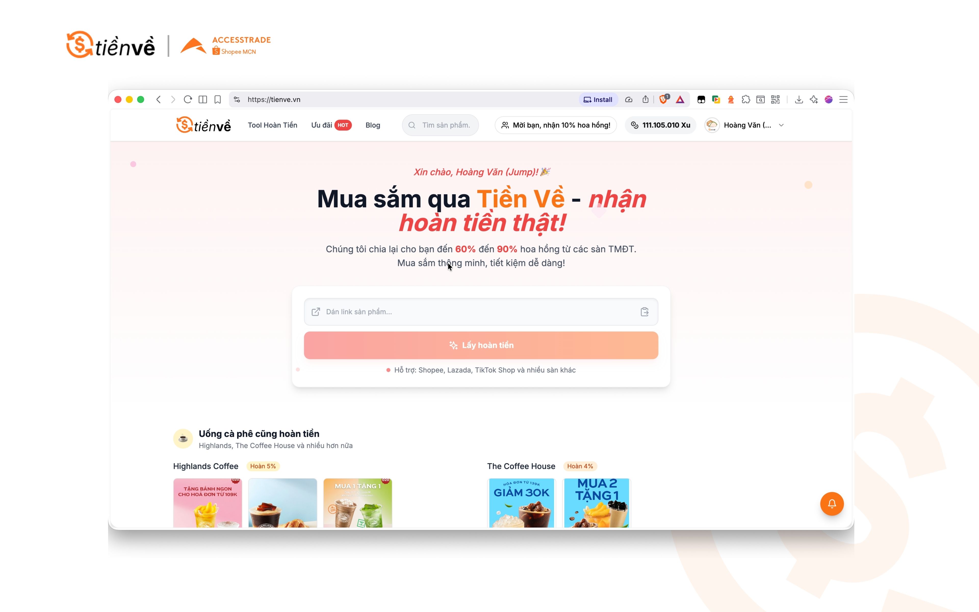 Tiền Về - Nền tảng hoàn tiền cashback